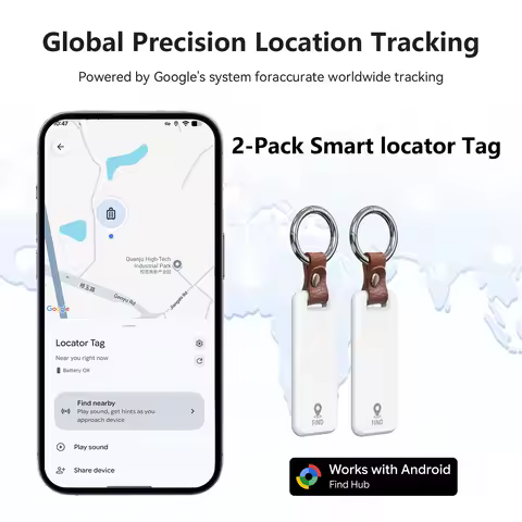 2-Pack Smart Location Tracker for Android Phones Work With Google's Find Hub App Key Finder Smart Ta
