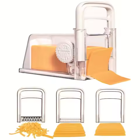 4 in 1 Cheese Storage Container with 3 Metal Blade Plastic Cheese Slicer with Holder Cheese Grater R