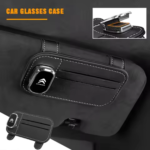 Leather Car Glasses Clip Sunglasses Bank Card Holder For Citroen C5X C6 DS3 C3-XR C4L C4 C1 C5 VTS C