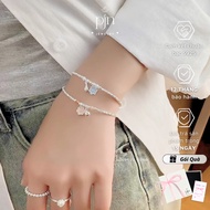 PJN 925 Sterling Silver Women's Bracelet with Lovely Flower Beads in 2 Colors, Suitable for All Fash