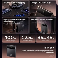 REMX RPP-669 PD 110W (65W+45W) 20000mAh Powerbank QC+PD 5A SCP PPS Super Fast Charging Ultra Thin Po