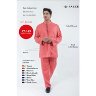 Pazze Baju Melayu Tradisional Regular Fit - Peach Pink Belacan Maroon Dusty Purple Royal Blue Black Teal Blue Dark Green