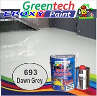 693 DAWN GREY ( 5L GREENTECH EPOXY PAINT ) Cat Lantai ( 4Liter Paint + 1Liter Hardener ) FLOOR COATING / WP / 5 LITER