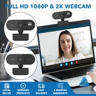 Full HD 1080P 2K Webcam - Autofocus, Built-in Microphone, 360° Rotating Base for PC/MAC