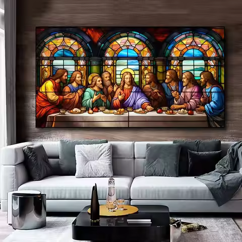 New Arrival The Last Supper Stained Glass DIY Diamond Painting Mosaic Embroidery Cross Stitch Rhines