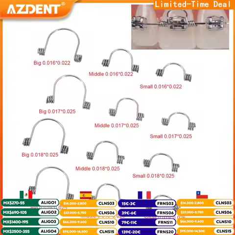 10PCS/Pack AZDENT Dental Orthodontic Anterior Teeth Torque Springs Tooth Spring for Brackets Rectang