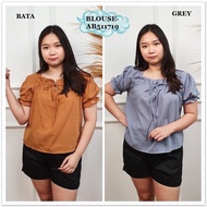 AB511719 Baju Atasan Blouse Wanita Korea Import Hitam Grey Orange