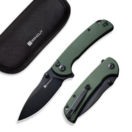 SENCUT Pulsewave Button Lock Knife for EDC, Folding Pocket knife with Green Micarta Handle and 3.45"