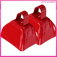 2Pcs Metal Cow Bells with Handle Red Square Cowbells for Sports Cheer and Decoration uiran