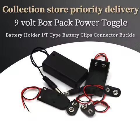 1PCS 9 volt Box Pack Power Toggle Black 9V Battery Holder I/T Type Battery Clips Connector Buckle wi