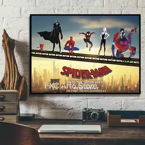 1PC frameless Spider-Man: Into & Across the Spider-Verse Anime Poster Set - Retro Kraft Paper Wall A