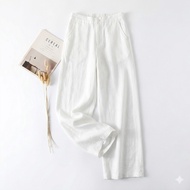 Women's wide-leg pants in soft and cool powdered Linen - Youthful loose Form - QD01