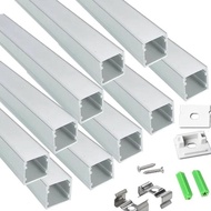 10-Pack 2M 6.6FT U Shape LED Aluminium Channel Diffuser,17MM Wide Dual Strip Spotless Milky Cover Pr