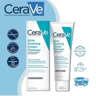 CeraVe Acne Foaming Cream Cleanser Control With 4% Benzoyl Peroxide 150Ml Facial Cleansing Grease An