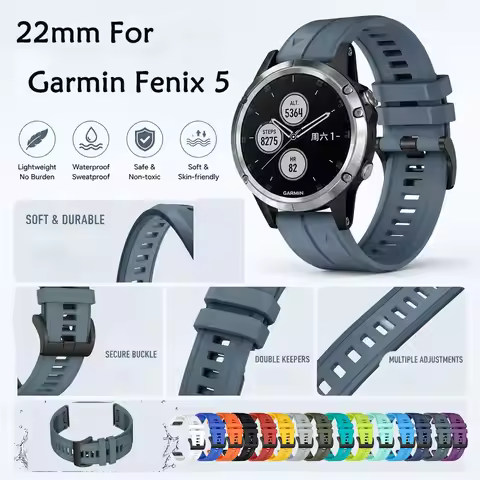 Official Watch Strap 22mm Quick Fit Silicone Band for Garmin Fenix 5 5 Plus Garmin Fenix 8 7 7X 6Pro