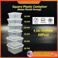 Sq 250/350/450/550/650/750 Square Disposable Plastic Food Container (50Pcs/Pkt)