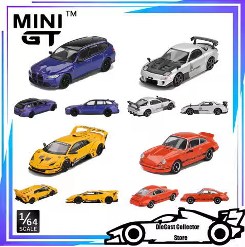 MINI GT 1/64 BMW M3 Mazda RX-7 LB-Silhouette WORKS Porsche 911 Carrera RS 2.7 Tangerine with Black L