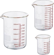 Glass Measuring Low Form Beaker Set 60ml(2OZ) 120ml(4OZ) 250ml(8OZ) Glass Graduated Beaker Set-[Doub