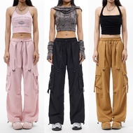 8013 Y2K Retro Baggy Cargo Pants For Women High Waist Wide Leg Pants Multi pocket Parachute Pants