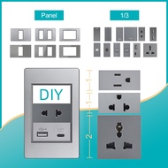 VISWE DIY socket switch panel 1gang/2gang 20A/45A 2pin/3pin US UK TH BR socket gray