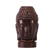 factory Buddha Statue Wooden Sakyamuni Tathagata Figurine Mahogany India Buddha Head Statue Crafts D