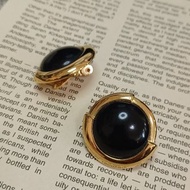 vintage jewelry Monet 現代主義黑色夾式耳環