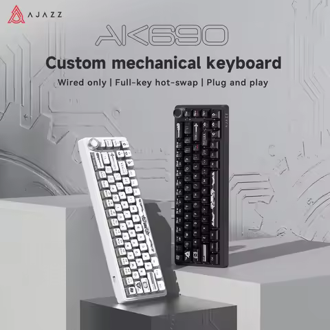 Ajazz AK690 wired gaming mechanical keyboard multifunctional knob mixed light DIY 68 key layout offi