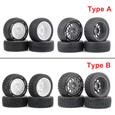 4PCS 58mm RC Tires Racing Tyre 12mm Hex For 1/14 WRC Rally RC On Road Car Tamiya M05 M08 MJX 14303 C