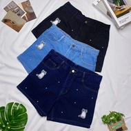 Waist 26-44 High Waisted Jeans Shorts (Non-Stretch Fabric)-Attaching Equipment-Dark/Light/Black Doub