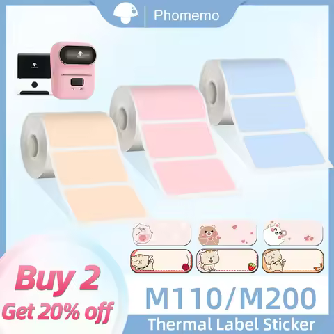 Phomemo 3 Rolls Thermal Clear Label M110/M221/M220/M120/M200 Transparent Thermal Paper 40x30mm Stick