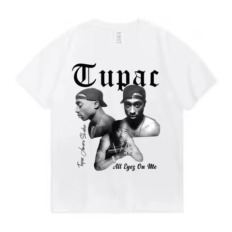 Rap singer Tupac 2pac hip-hop streetwear oversized sleeve T-shirt 2025 summer fashion men's and wome