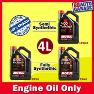 Motul Fully Synthetic 8100 X-cess 5W40  8100 X-cleanEFE 5W30,  Semi Synthetic  4100 Turbolight 10W40, (4L or 1Lx4) Engine Oil Only