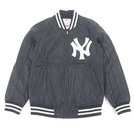 Supreme SUP紐約揚基隊真皮棒球夾克，羊皮材質，47碼，全新，海軍藍，男款，小號，正品