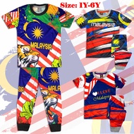 (1Y-6Y) Kids Full Print MERDEKA 2023 Microfiber Pajamas -  Baju Tidur Harimau Malaya