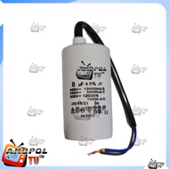 คาปาซิเตอร์ 8 uF 450V (กลม) คาปาซิเตอร์เครื่องซักผ้า อะไหล่เครื่องซักผ้า อะไหล่เครื่องใช้ไฟฟ้าอื่นๆ