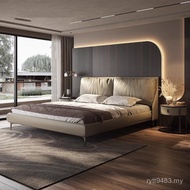 Solid Wood Wedding Nordic Layer Genuine Leather 1.8m Main Bag Jane Bed Double Bed Soft Cowhide Moder