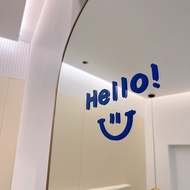 ** New~hello Smile Interesting Simple Decorative Stickers Klein Blue Clothing Store Wall Glass Mirror Stickers