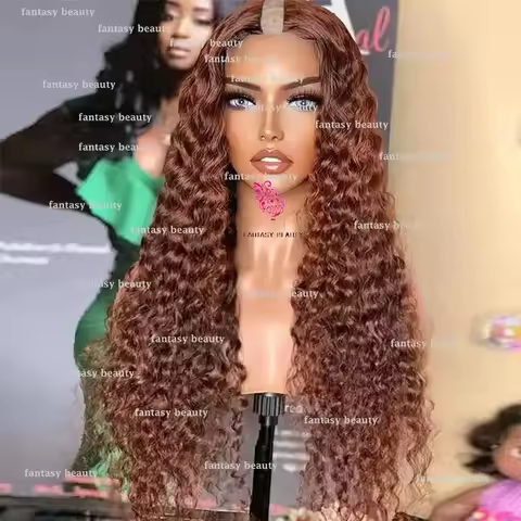 Loose Deep Wave U part wig Reddish Brown 100% Peruvian Human Hair V Part Wig Remy Martin High 250%De