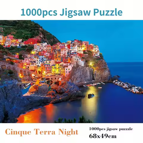 1000pcs Jigsaw Puzzle of The Night View of Cinque Terra – Featuring Manarola, Italy, with 1.8Mm Thic