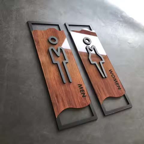 Imitation Wood Bathroom Signage Toilet Signage Address Gym Dressing Room Bathroom Wall Attached Bedr