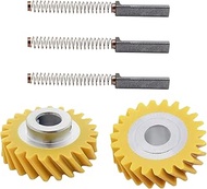 2-Pack W10112253 Mixer Worm Gear & 3-Pack W10380496 Carbon Brushes Replacement Kit for Whirlpool & K