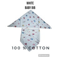 -100% COTTON BABY BIBS /BABY BIBS / WHITE TRIANGLE BABY BIBS WITH BUTTON