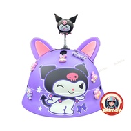 [KÈM CHARM] Nón bảo hiểm trẻ em vành tròn Kuromi kèm lò xo Kuromi và tai mèo dễ thương - Nón chính h