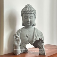 Tượng Phật Thích Ca Bằng Đá Sa Thạch Xanh Dùng Trang Trí Tiểu Cảnh Bonsai Thủy Sinh Bể Bán Cạn Terra