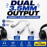 USB C to Dual 3.5mm Headphone Splitter MH-CM28 | Type C Audio Adapter