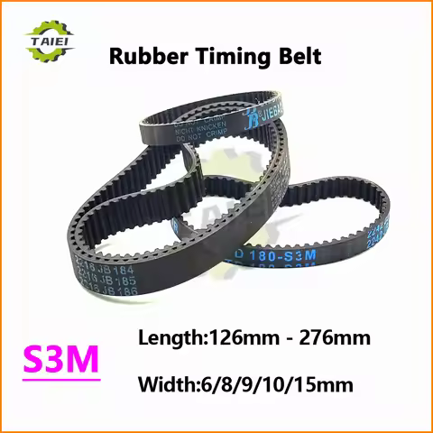 S3M Rubber Timing Belt Length 126mm-276mm S3M Drive Belt Width 6/8/9/10/15mm S3M Tooth Belt 144 168 