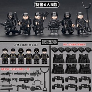 Compatible with Lego building blocks ghost SWAT motorcycle police minifigure special forces military equipment childrens toys