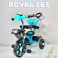 Sepeda Anak Balita Roda 3 Royal T-183 – TERBARU dengan Musik & Stir Dorong Nyaman untuk Usia 10 bln