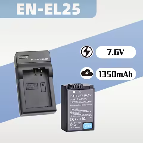 EN-EL25 EN-EL25a ENEL25 Battery & Charger Set 7.6V 1350mAh (Decoded) for Nikon Z50 Z30 ZFC Mirrorles