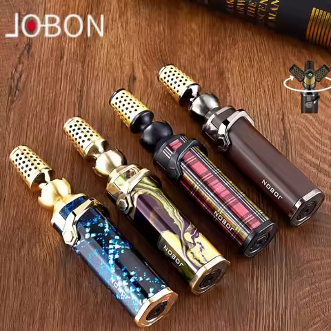 JOBON Blue Flame Gun Lighter 360° Rotatable Lighter Head Safety Lock Design Continuous Ignition Flam